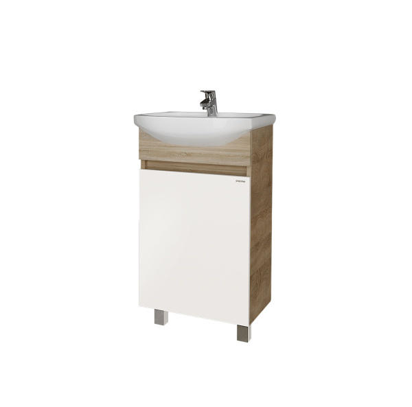 Тумба под раковину в ванной напольная Grossman ПОЛО-45 см, дуб сонома/белая